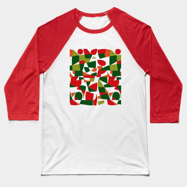 Abstract Christmas Pattern Baseball T-Shirt by Ikibrai